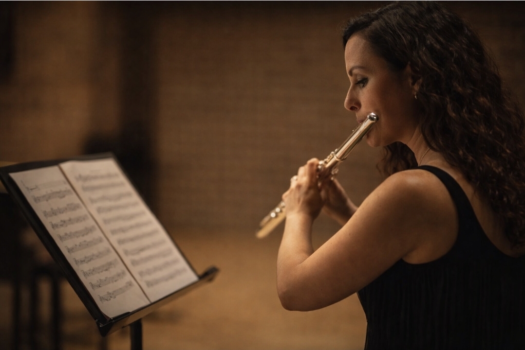 Emerging artist flutist featured in an editorial spotlight focused on career momentum and artistic development
