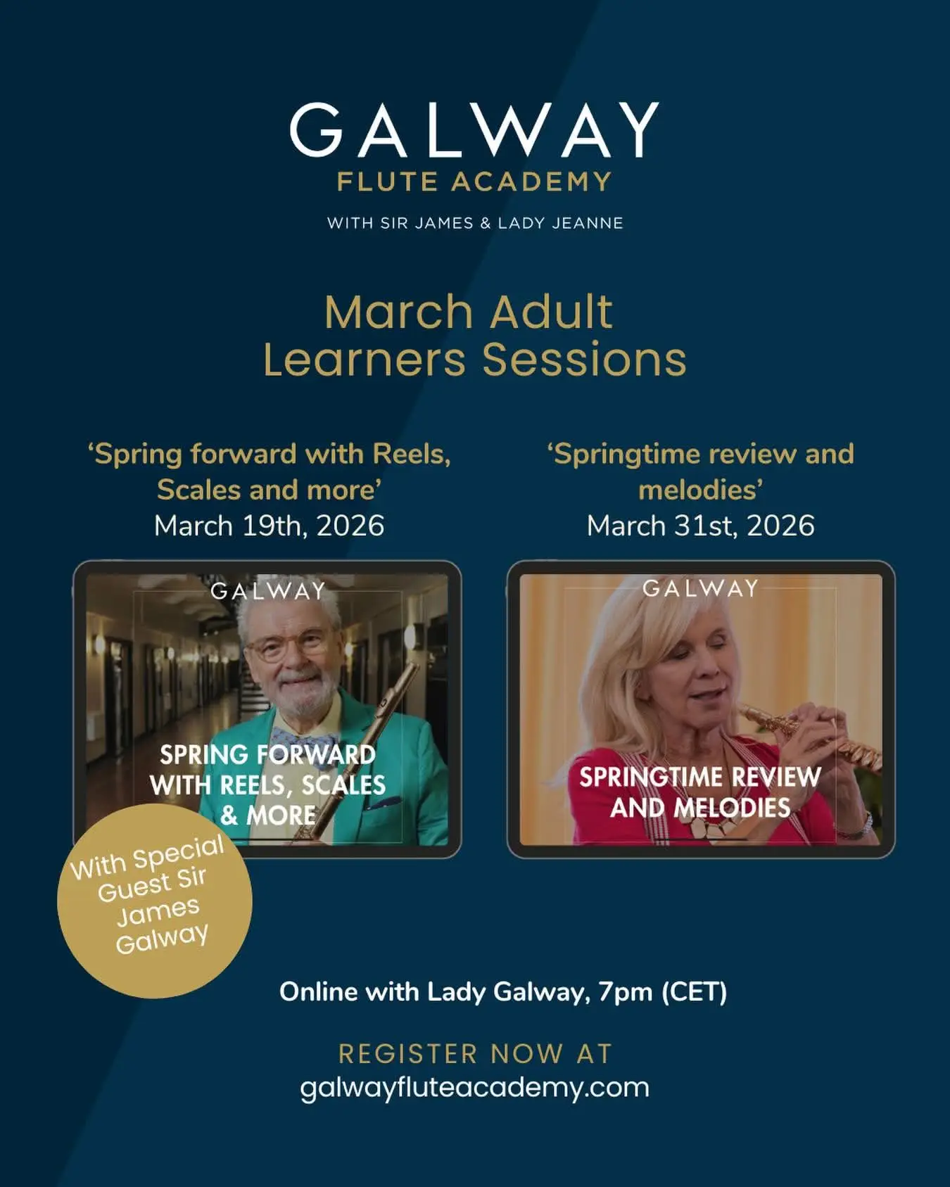 Sir James Galway Adult Learners Session March 2026 Galway Flute Academy
